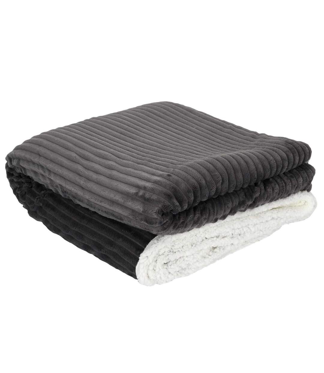 Plaid flanelle côtelé - 180x220cm - Gris