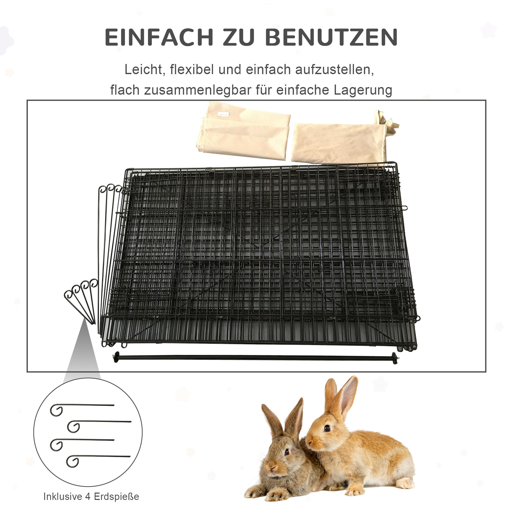 PawHut Kleintiergehege mit zwei großen Türen 220L x 103B x 103H cm