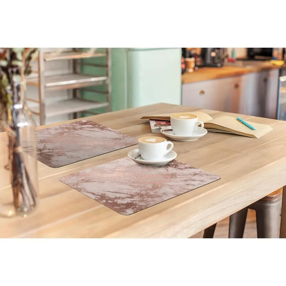 MuchoWow Placemat (6stuks) 45x30cm Marmer Roze Luxe Marmerlook