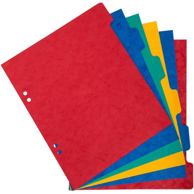 Intercalaire 17 x 22 cm carte lustrée Exacompta 6 onglets neutres multicolores - 1 jeu