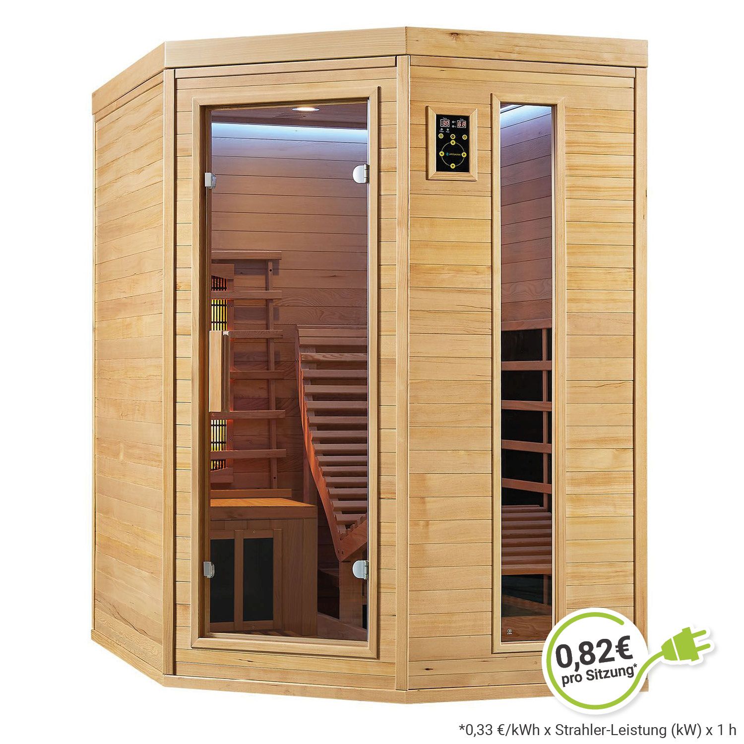 Artsauna Infrarotkabine Wärmekabine Esbjerg mit Triplex-Heizsystem & Hemlockholz