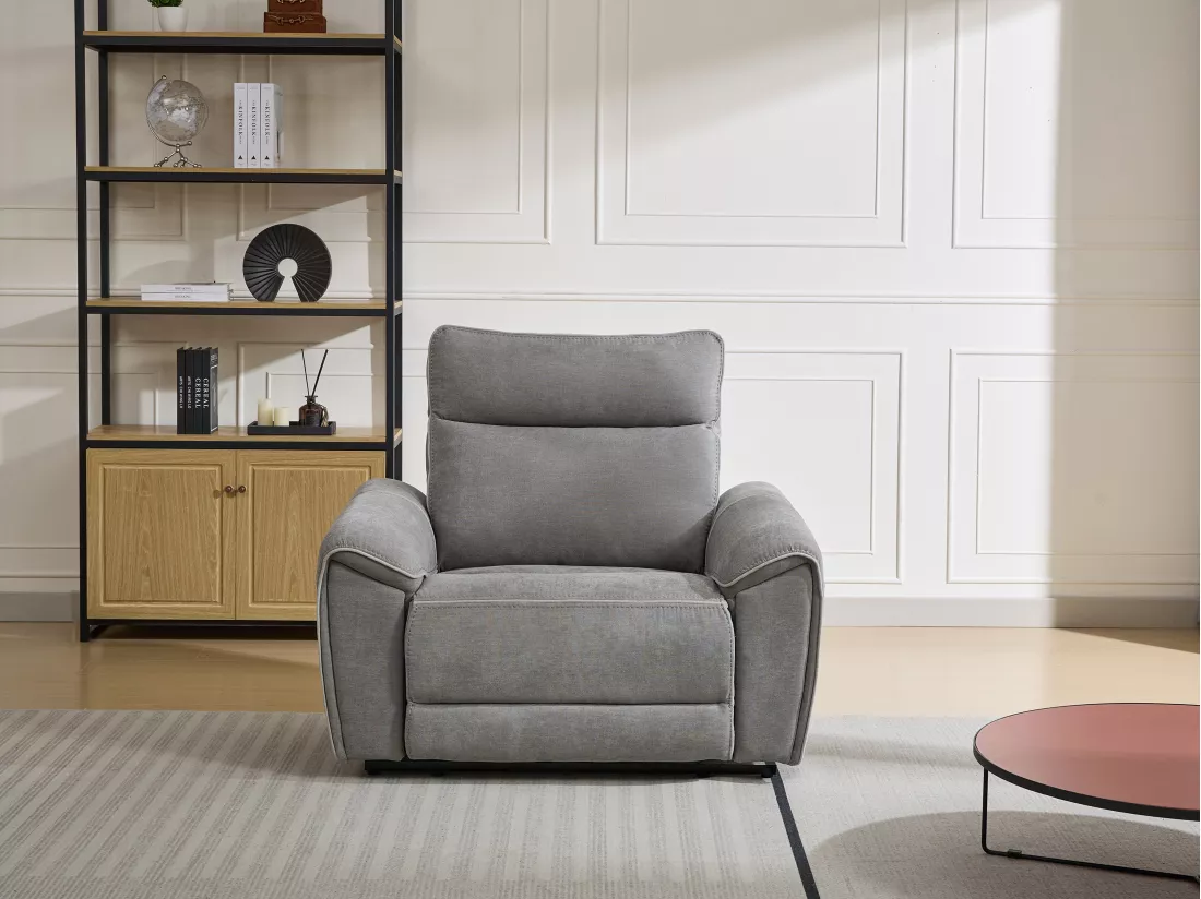 Fauteuil relax électrique en tissu gris DJARALO