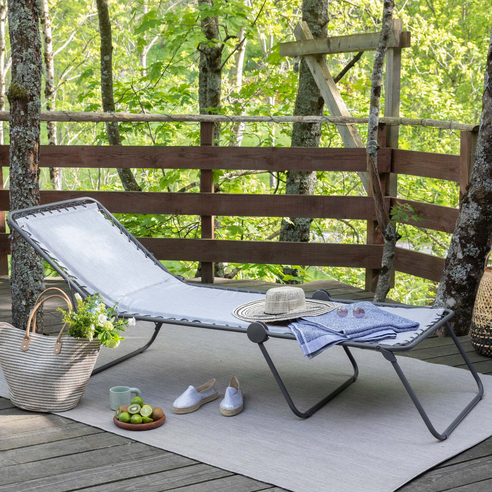 Gepolsterte Klappbare Sonnenliege Siesta L LightComfort® Grau Ombre