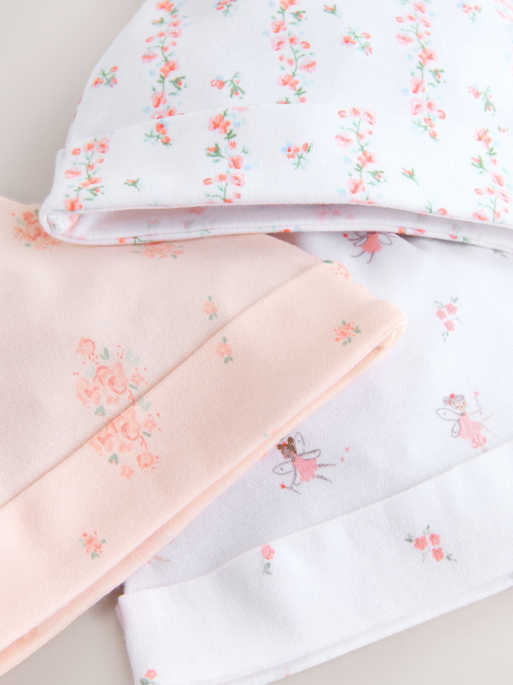 Roze/wit - Set van 3 babymutsen met strik (0-12mnd)