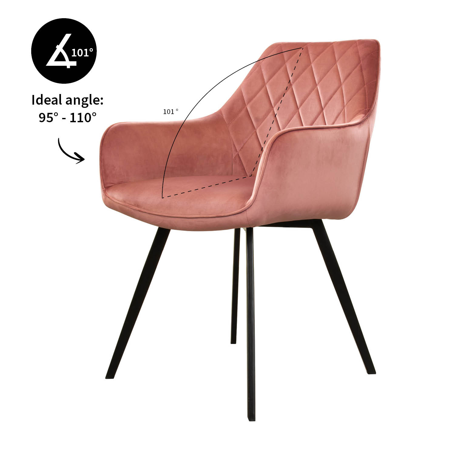 Kick eetkamerstoel  Karl Velvet - roze