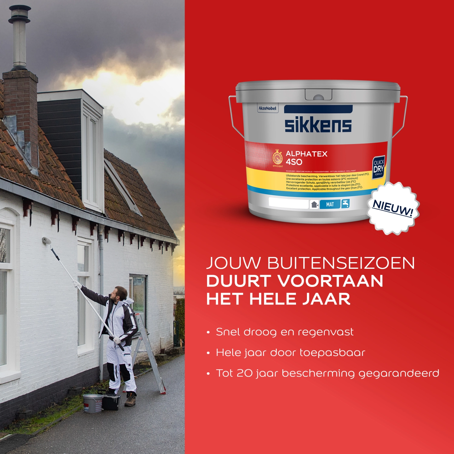 Sikkens Alphatex 4SO Mat buitenmuurverf - op kleur gemengd - 2,5L