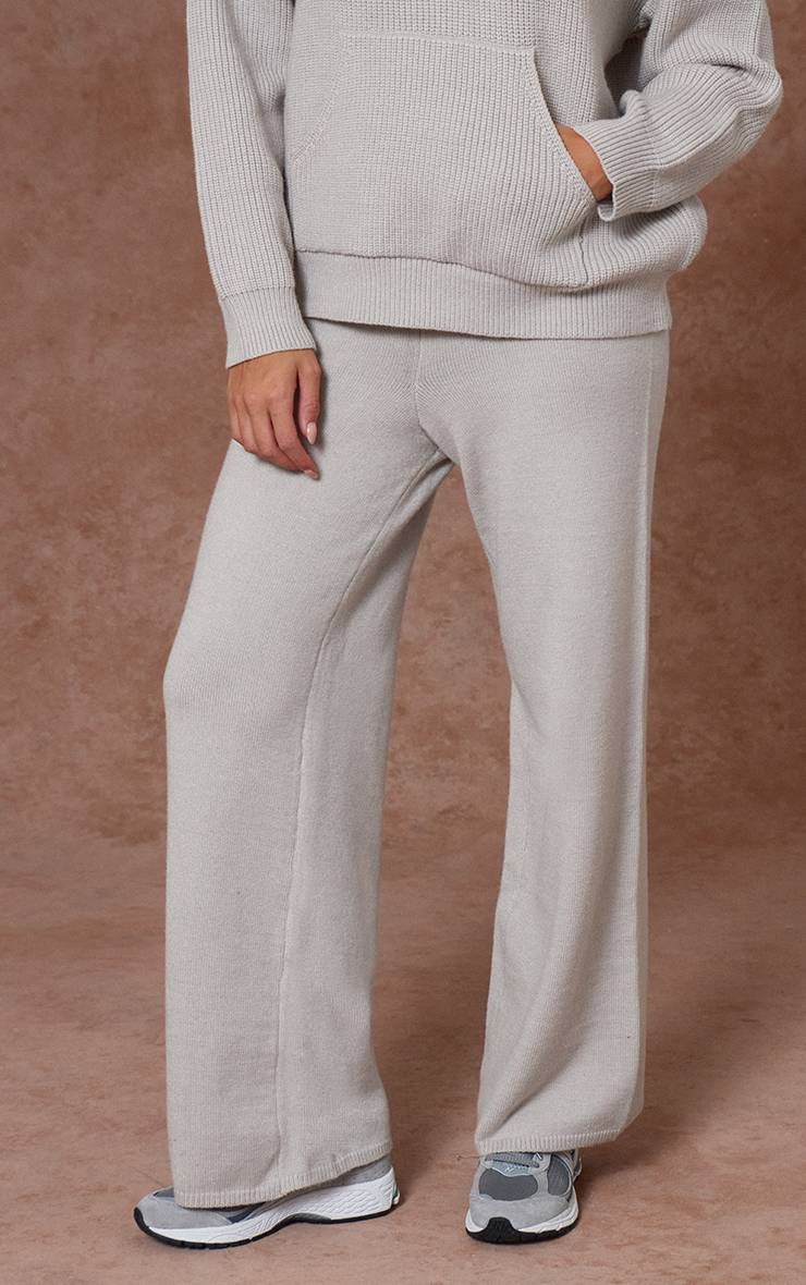 Gris Pantalon Large Décontracté En Maille