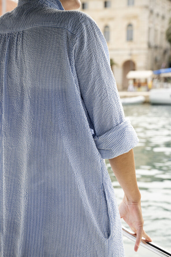 Moshi Moshi Mind reason shirtdress wave stripe White / blue