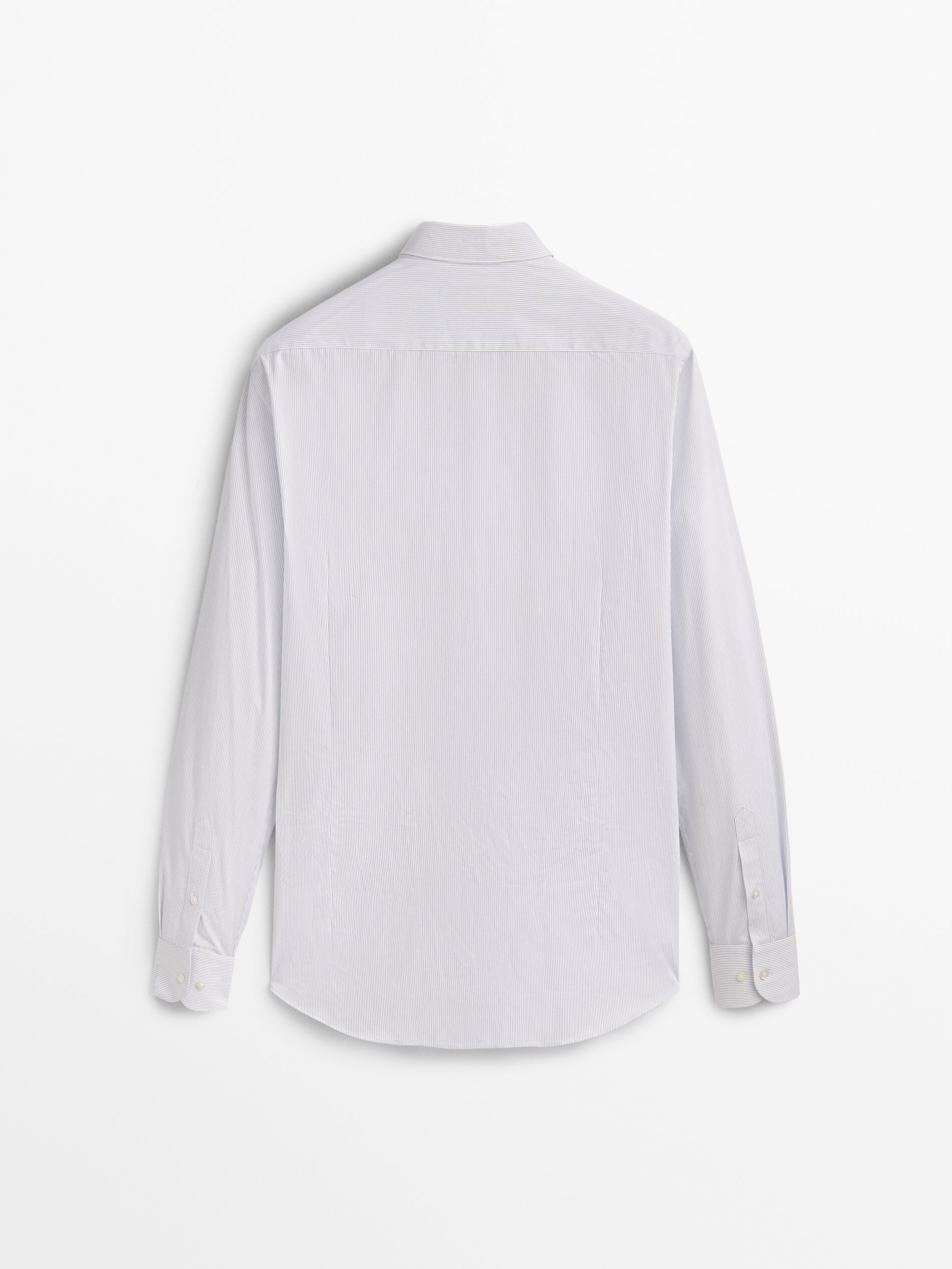Camisa Rayas de algodão com corte slim - AZUL CLARO