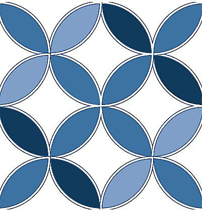 8 carreaux adhésifs motif fleur pétale bleu L.10 x H.10 x l.0,4cm