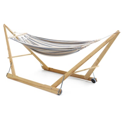 Einzelhängematte Baumwolle, Beige_Blau