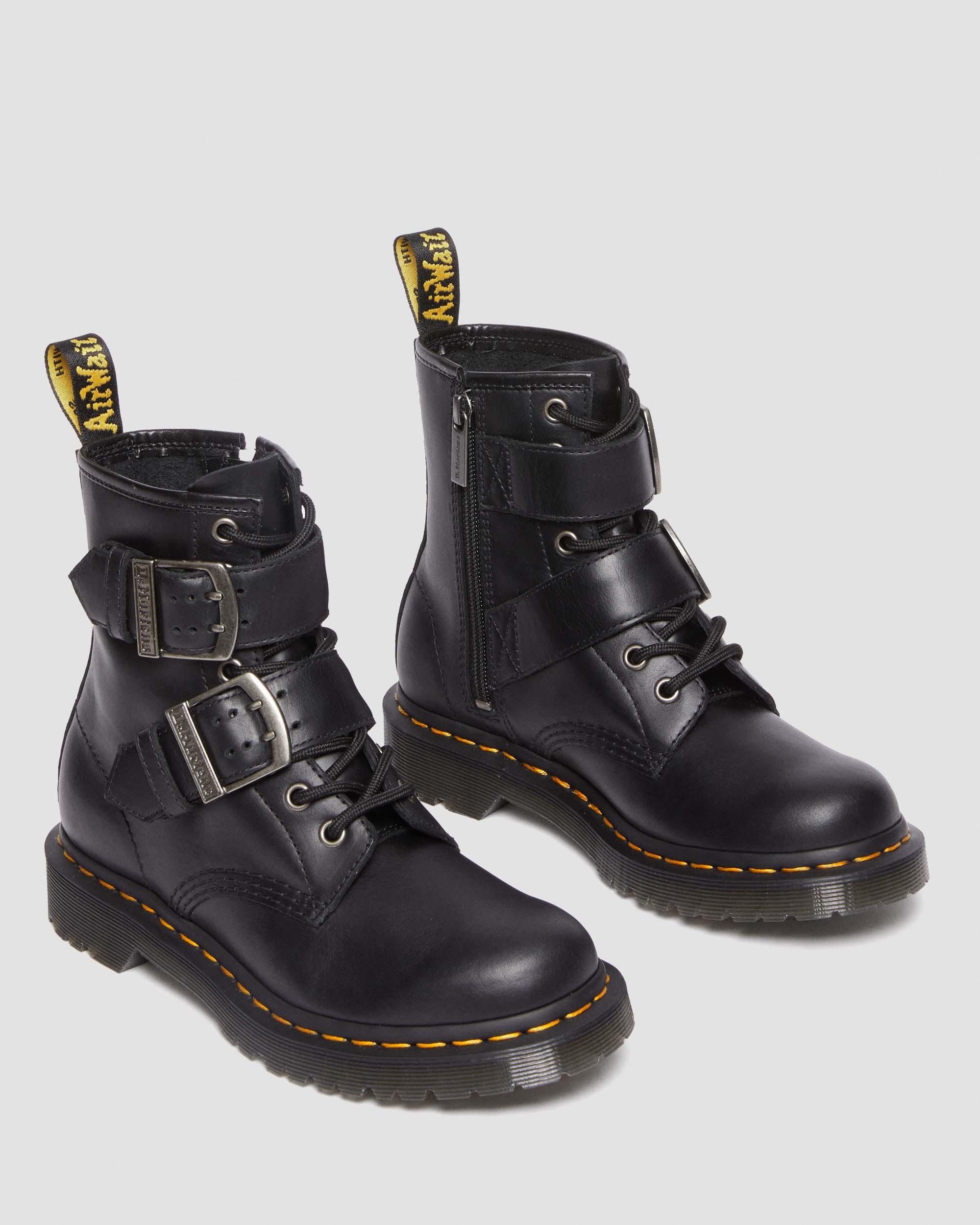 1460 Buckle Pull Up Leather Lace Up Boots