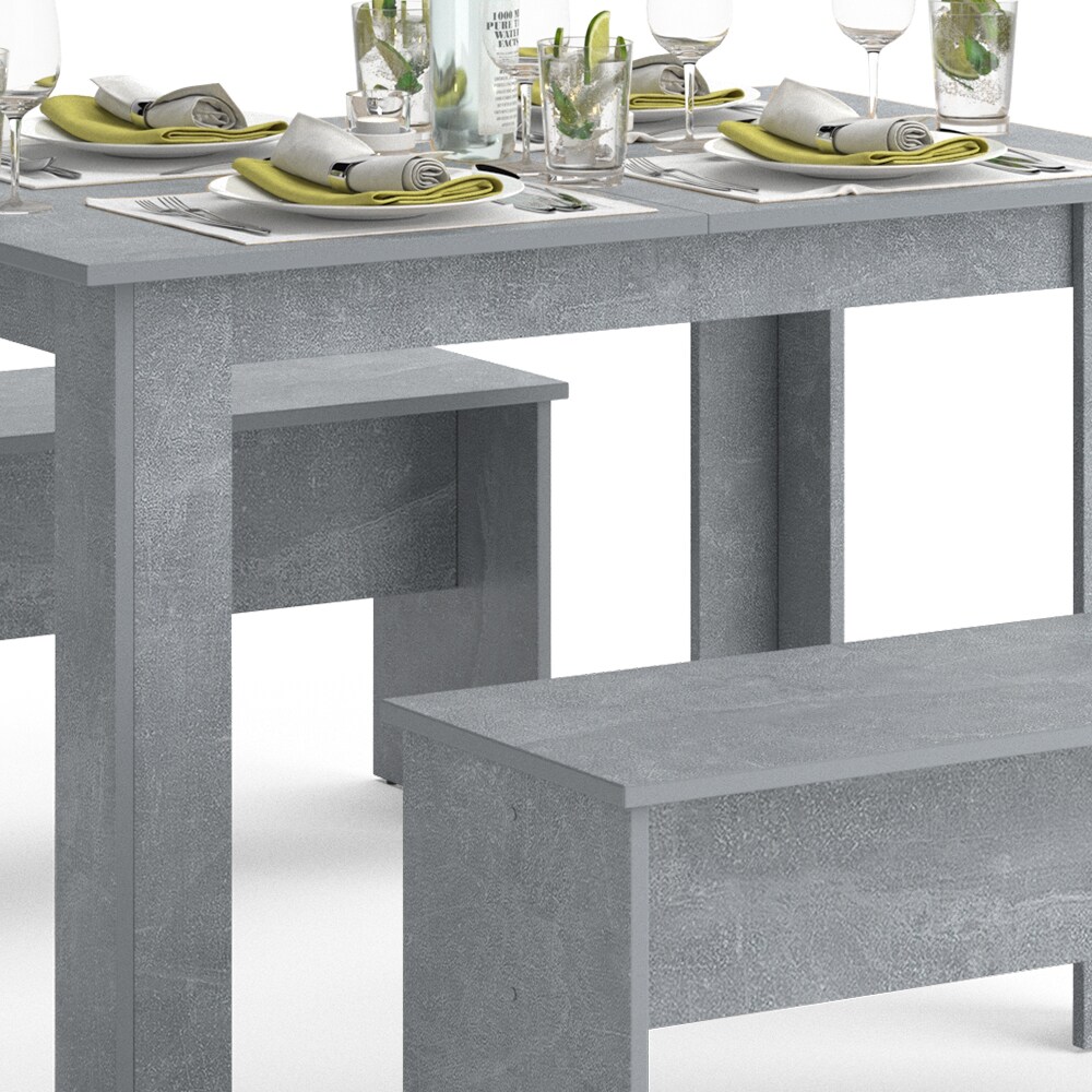 Vicco Tischgruppe Sitzgruppe Esszimmer Sentio Esstisch Sitzbank Beton 110 cm