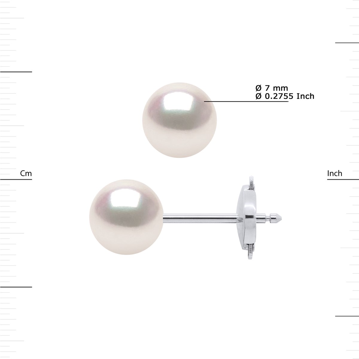 Boucles d'Oreilles Perles AKOYA Rondes 7-8 mm Or Jaune 18 Carats