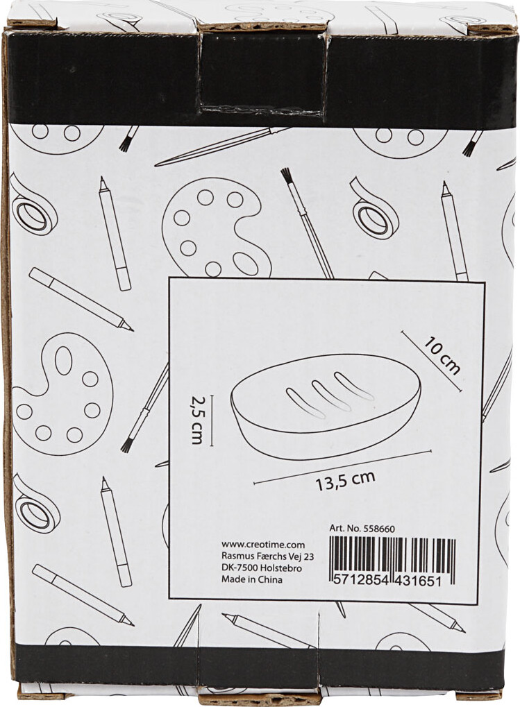 Sæbeskål - H 2,5 CM - L 13,5 CM - B 10 CM - Hvid - 1 Stk