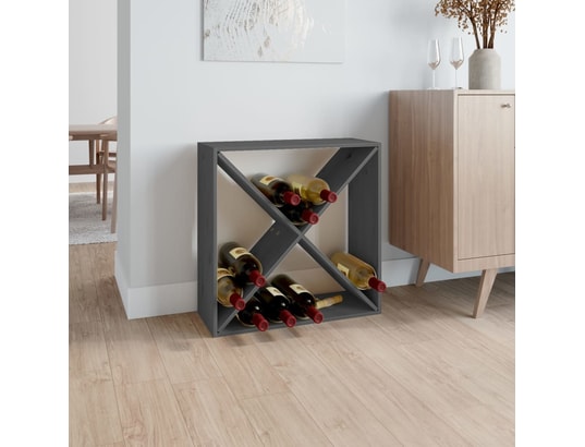 VIDAXL - Armoire à vin gris 62x25x62 cm bois de pin massif