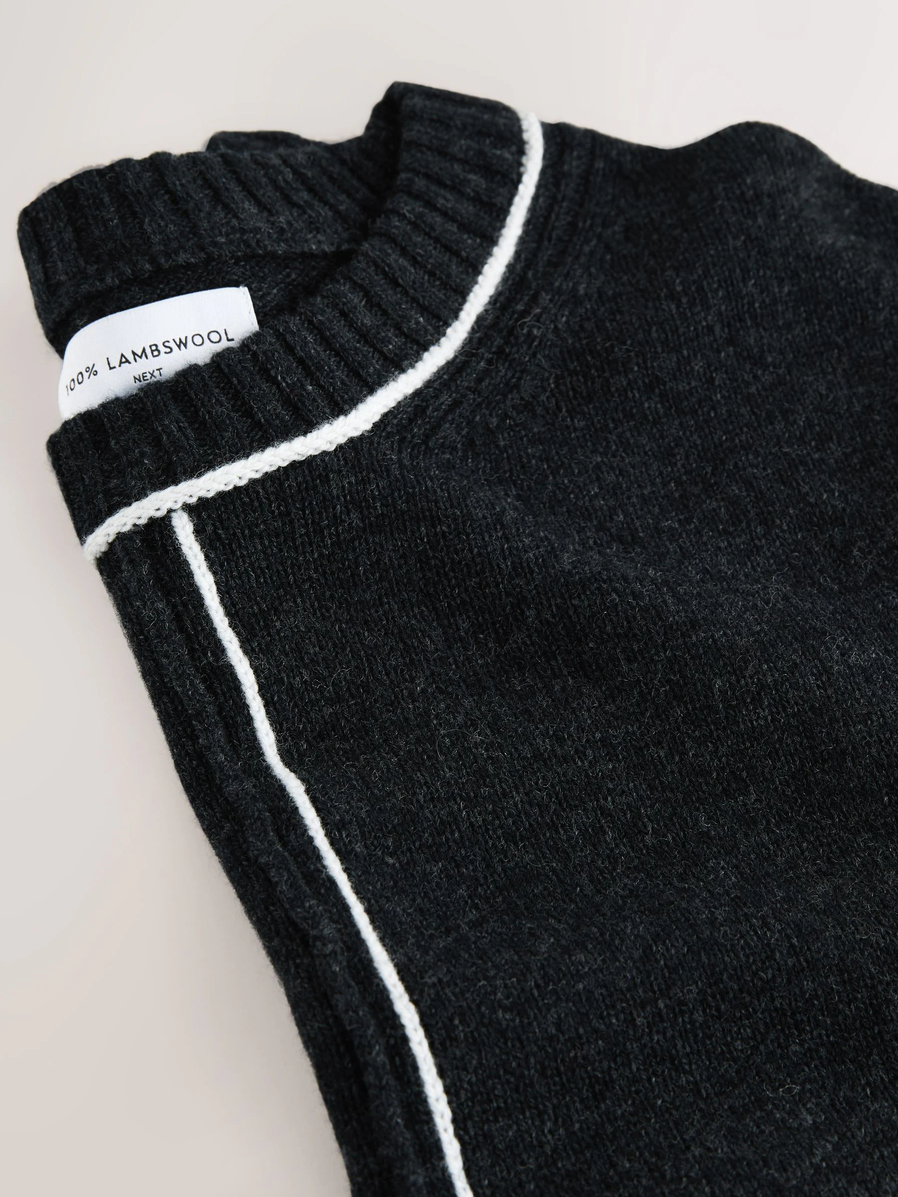 Charcoal Tipped - 100% N.Premium trui van lamswol met ronde hals
