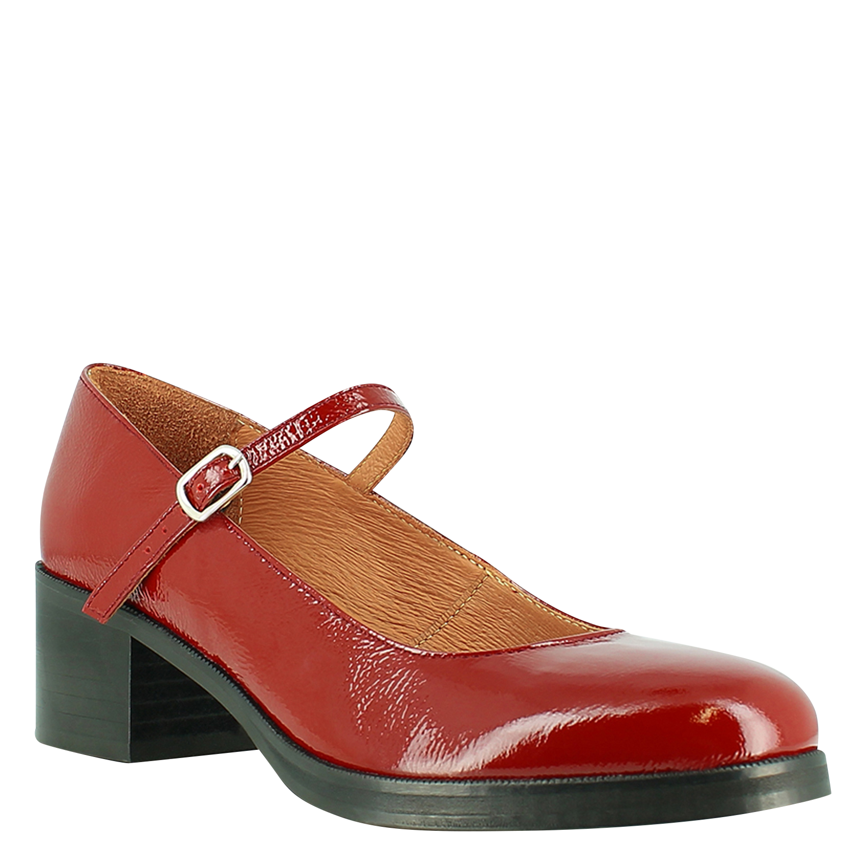 ARISTOTE - Babies à talon en cuir vernis plissé | Rouge