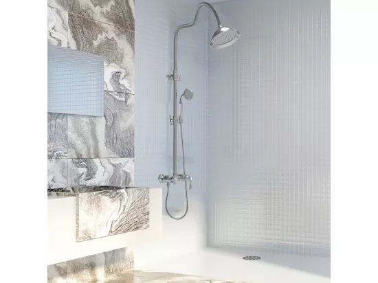 Leeds 2 colonne de douche rétro chromé avec mitigeur mécanique - Essebagno