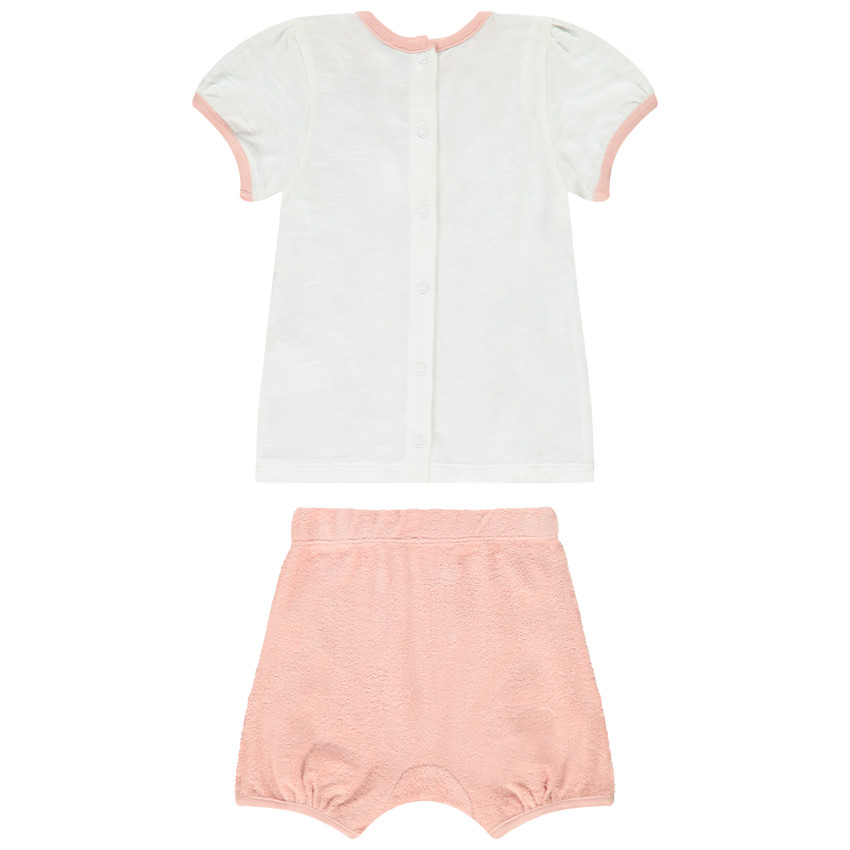 Ensemble t-shirt print lapin + bermuda pour bébé fille