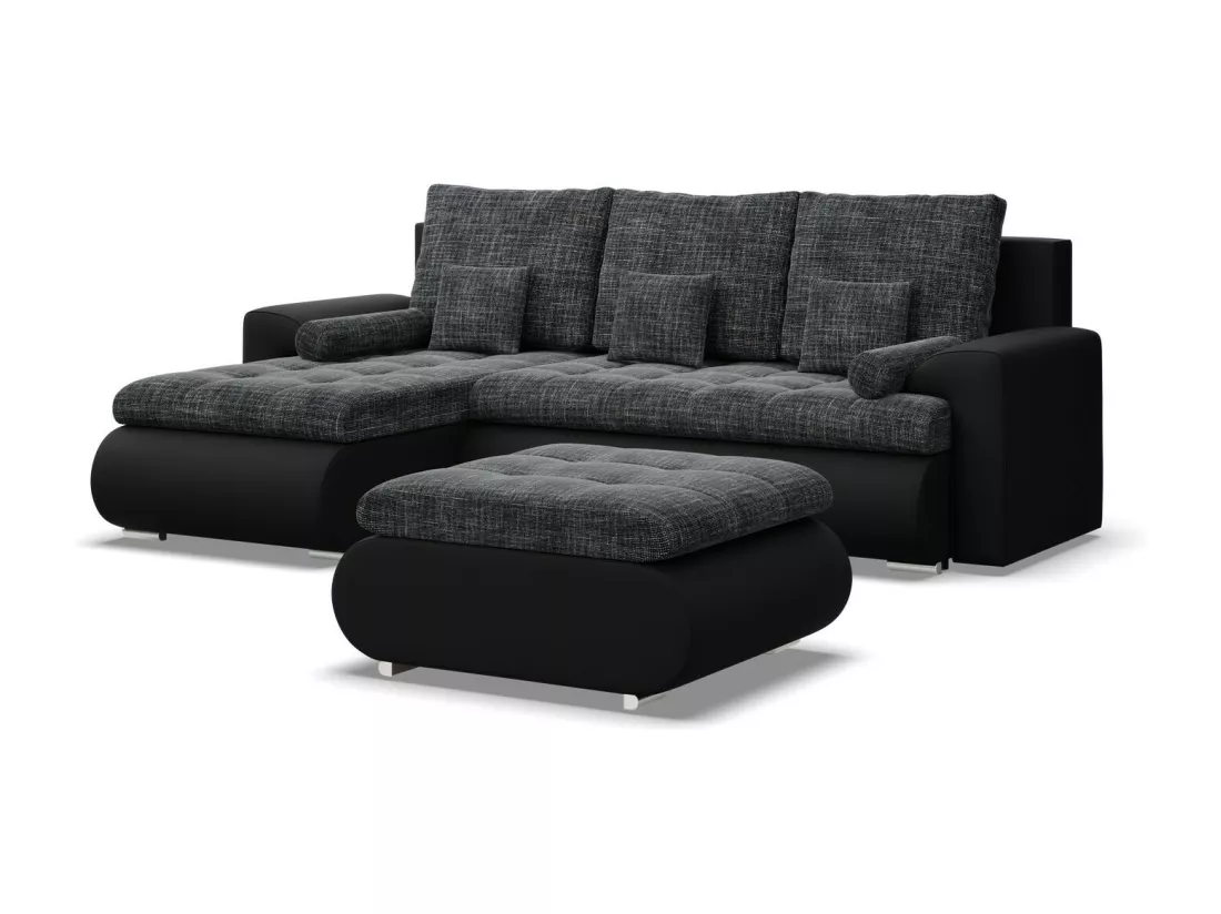 Canapé d'angle en U avec fonction sommeil, Ottoman, Cord - Beige