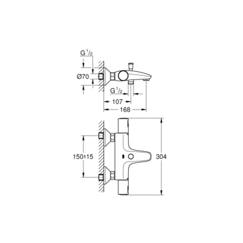 Grohe thermostatische badkraan Precision Start - chroom 15 cm