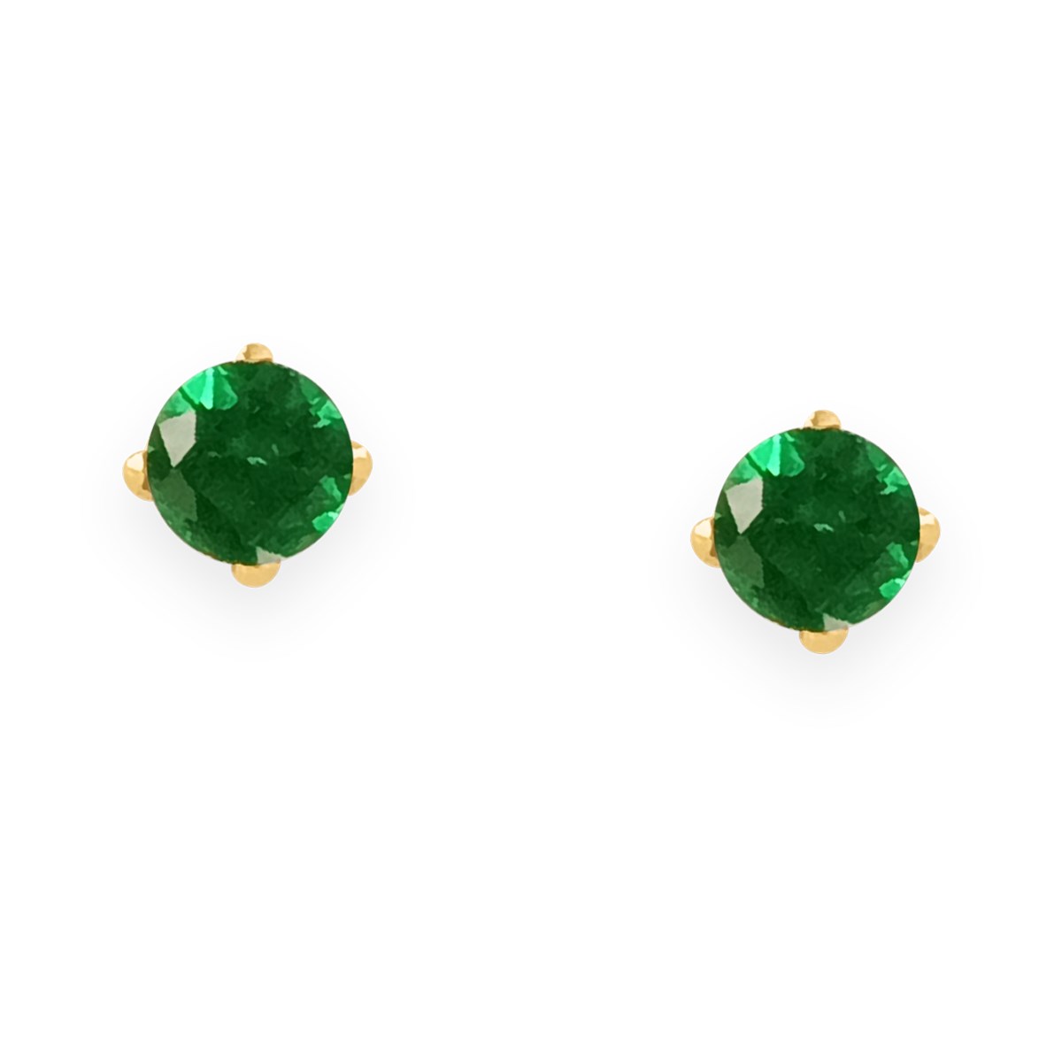 Boucles d'oreilles en acier doré avec Oxyde de Zirconium 4mm teinté vert