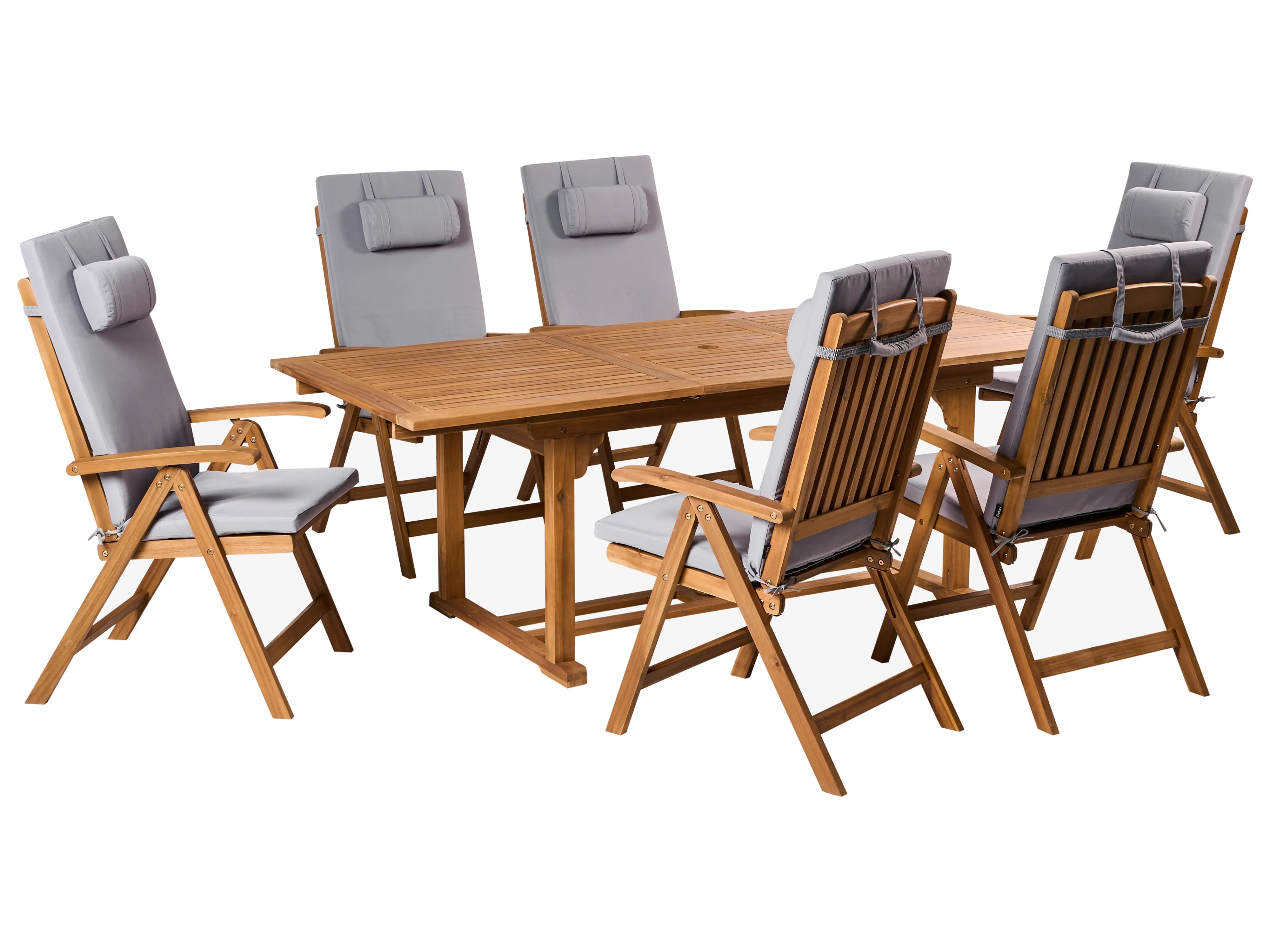 Set van 6 rug/zitkussens JAVA/AMANTEA PREMIUM 50 x 70 cm Lichtgrijs