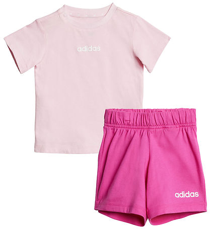 adidas Performance T-Shirt/Shorts - 160 - Pink/Weiß
