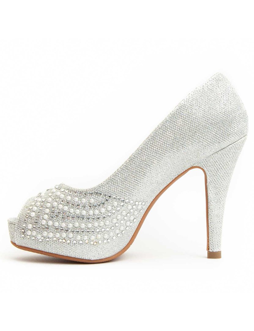 Silver High Heel Ladies Shoes
