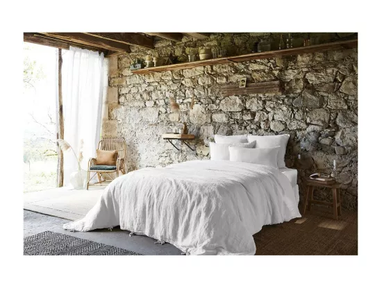 MARGAUX - Drap Plat 240x300cm Lin Lavé Coloris Craie