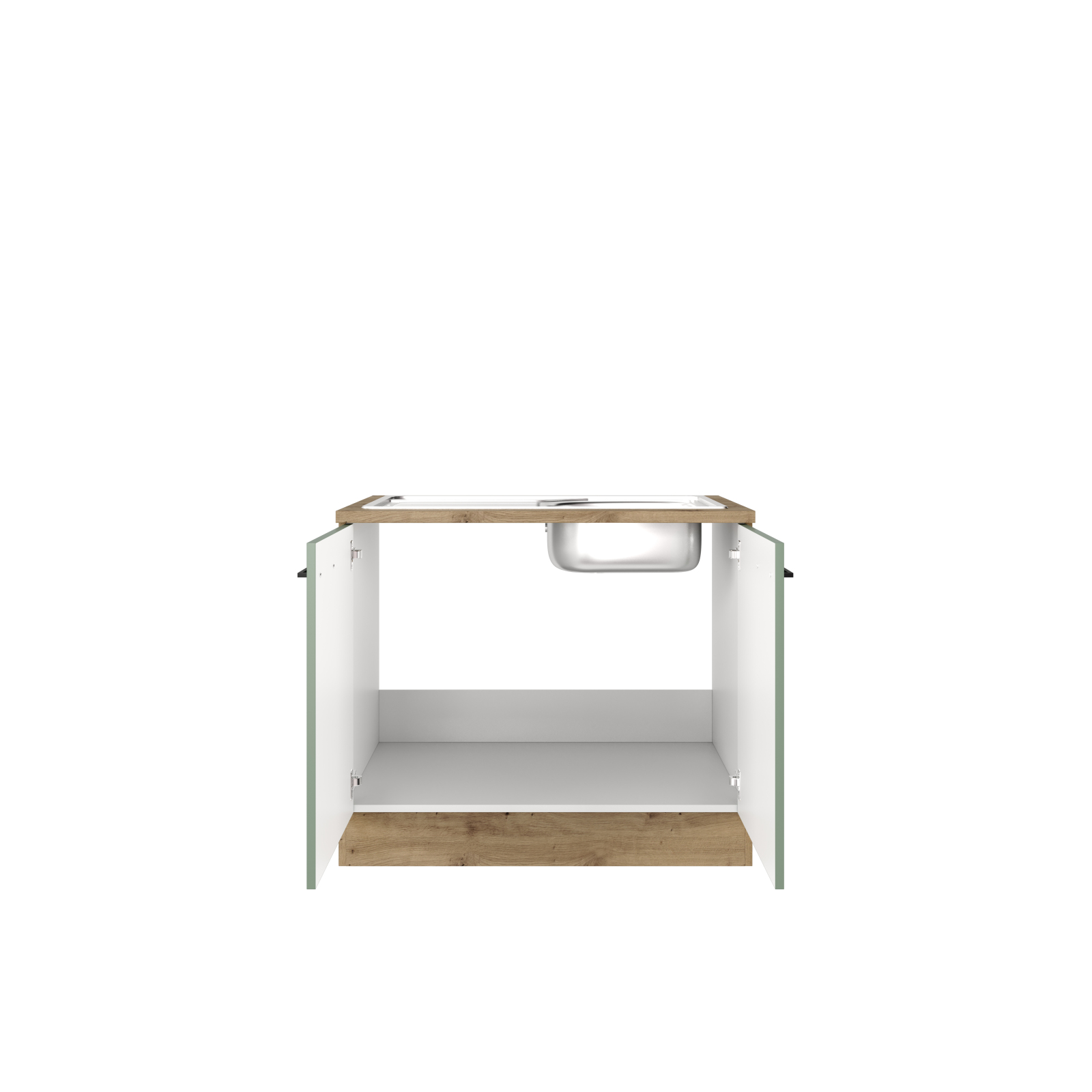 Spülenunterschrank CARA - schilfgrün - Artisan Eiche - 100 cm