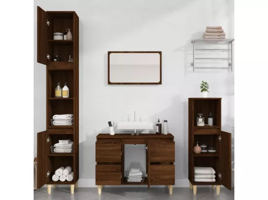 Meuble d'évier chêne marron 80x33x60 cm bois d'ingénierie