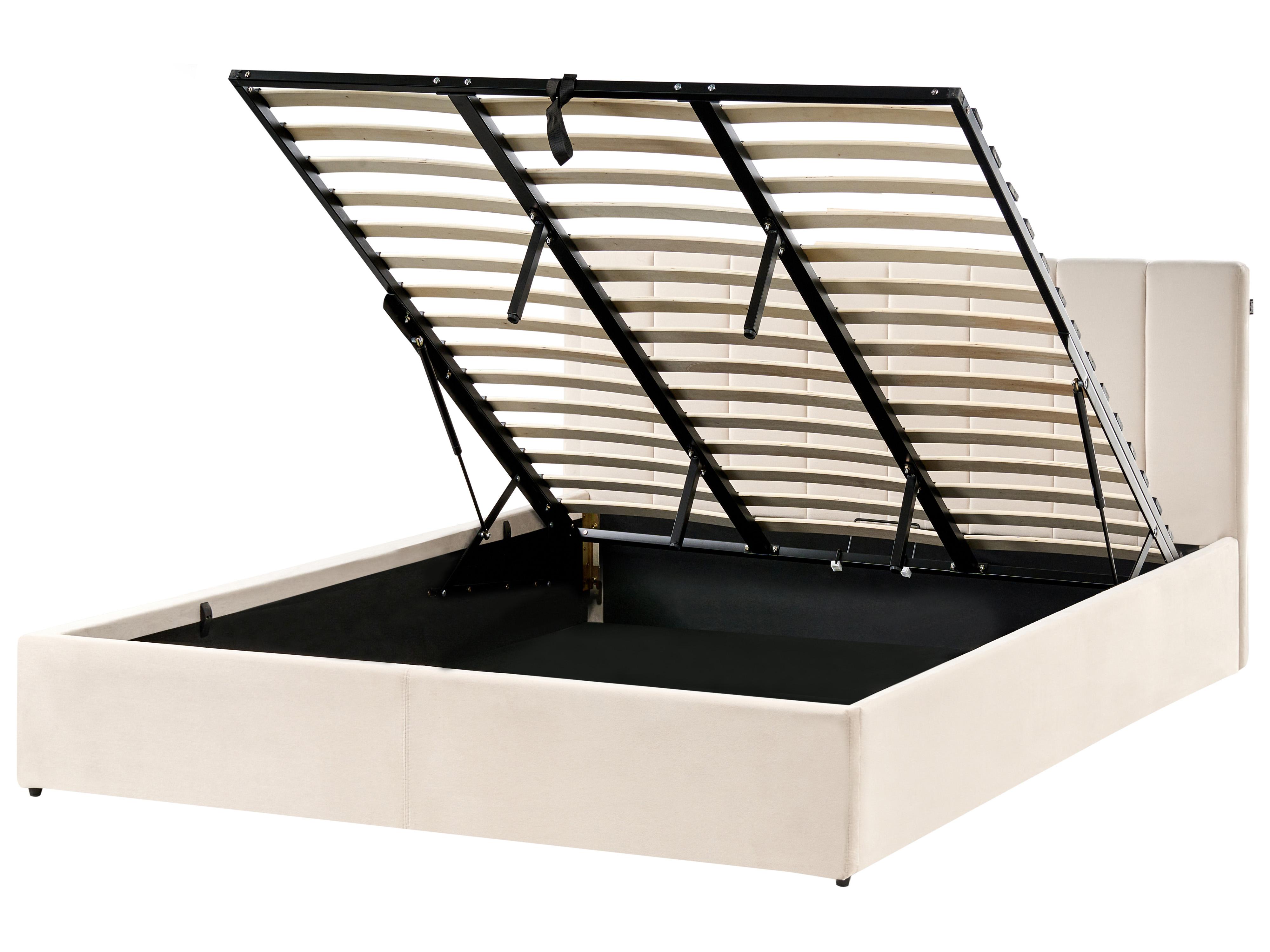 Bed met opbergruimte Fluweel DREUX 180 x 200 cm Lichtbeige