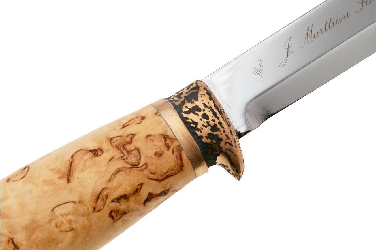 Marttiini Lynx 134 134012, Polished X46Cr13, Bronze Guard, Curly Birch outdoormes