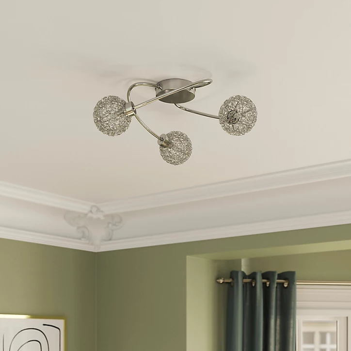 Plafonnier G9 40W GoodHome Phaidros brillant effet chromé H.16 x Ø42 cm