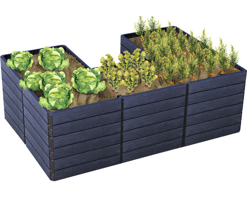 Klassieke verhoogde tuinbak GARANTIA Ergo Quadro UL 75 incl. Flora waterbesparend systeem 240 x 160 x 75 cm hout