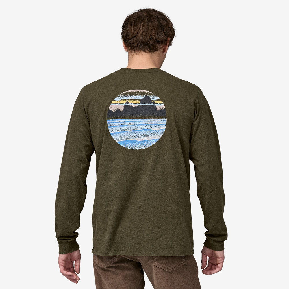 Herren Langarm-T-Shirt mit Skyline-Motiv und Verantwortungsbewusstsein