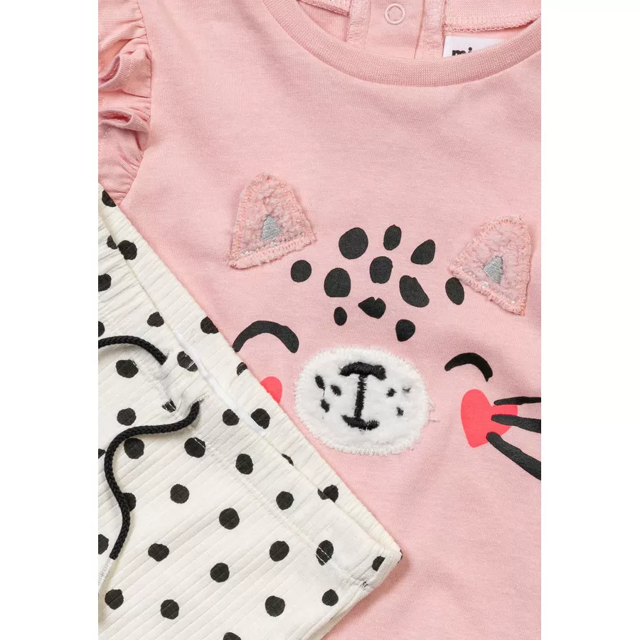 MINOTI Longsleeve und Leggings im Set RosaCremeweiß
