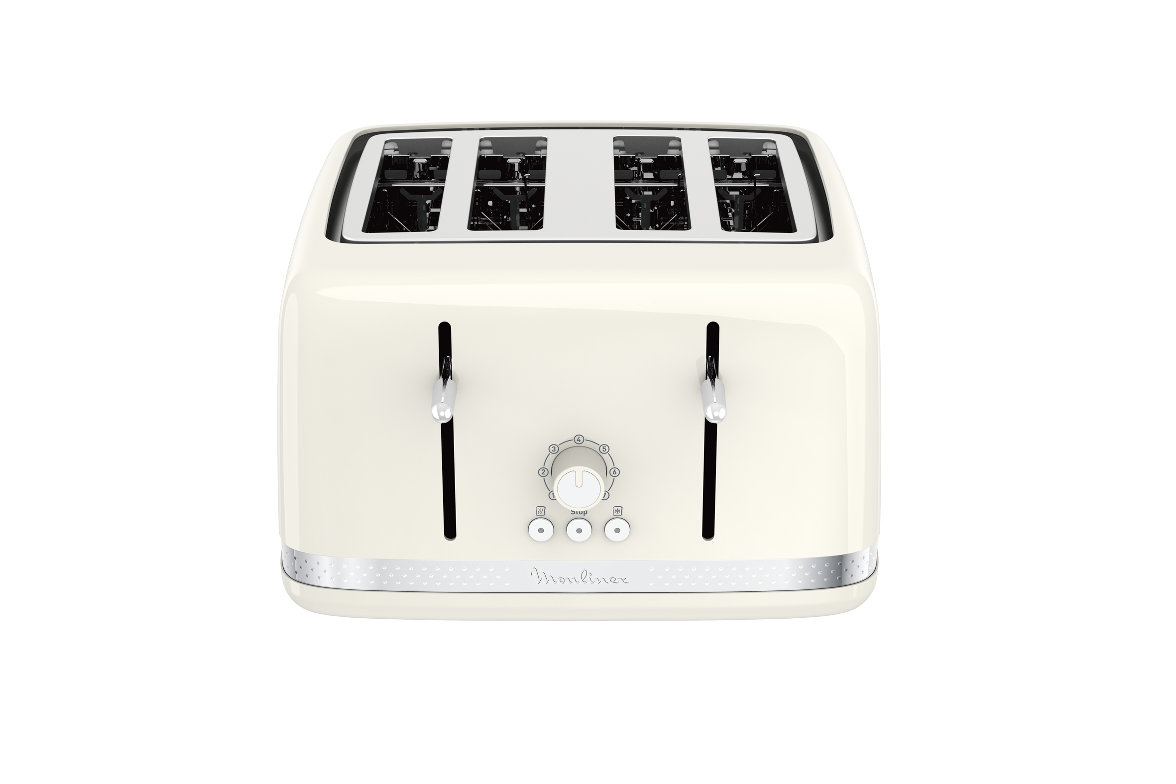 Grille-pain SOLEIL Ivoire 4 fentes larges, Design retro,1 700 W