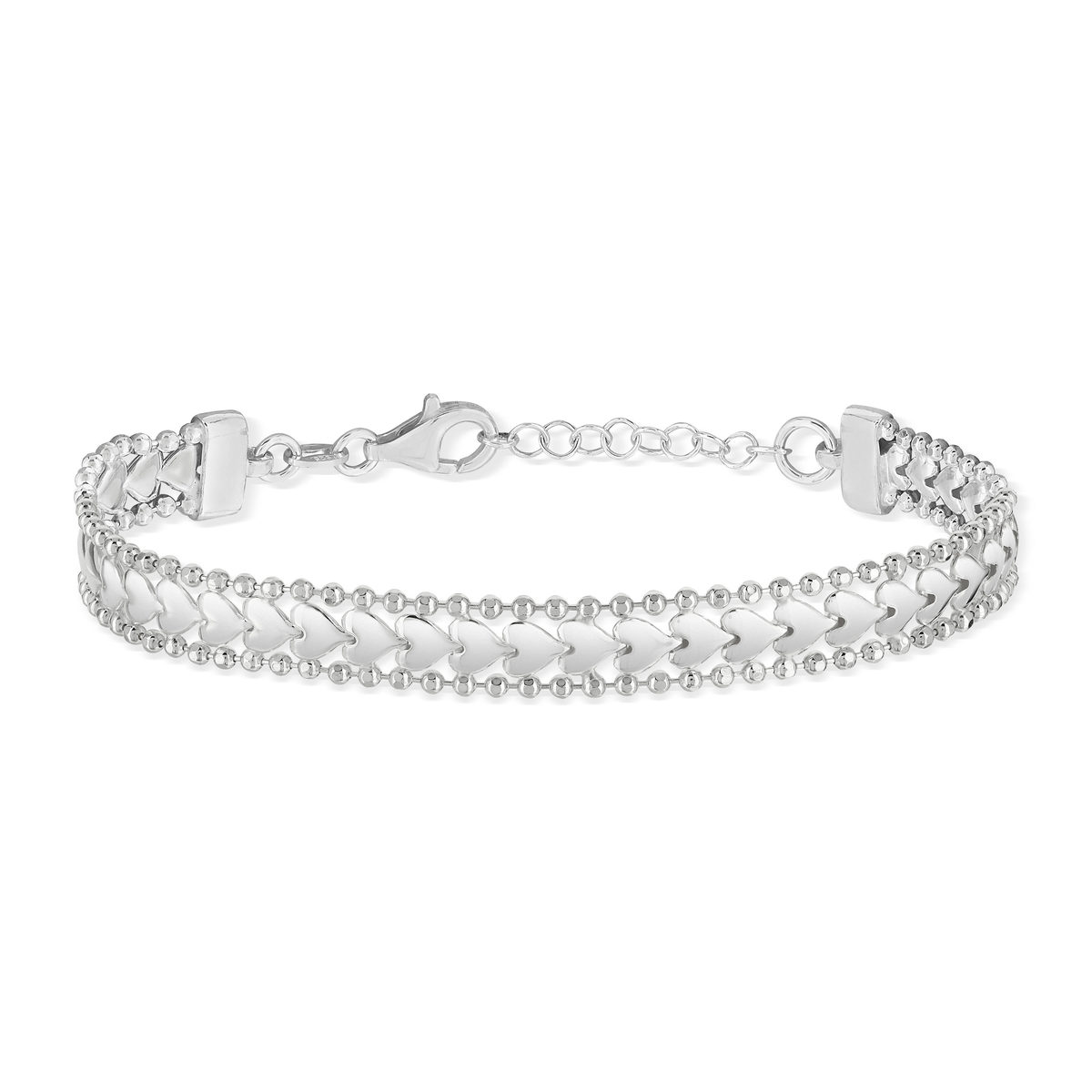 Bracelet argent 925 maille coeurs 19.5 cm