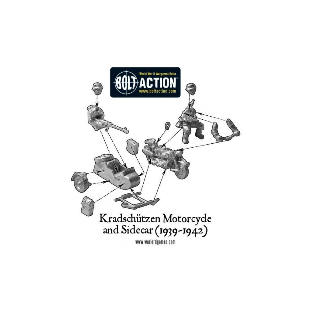 Bolt Action - Afrika Korps Kradschutzen Motorcycle & sidecar