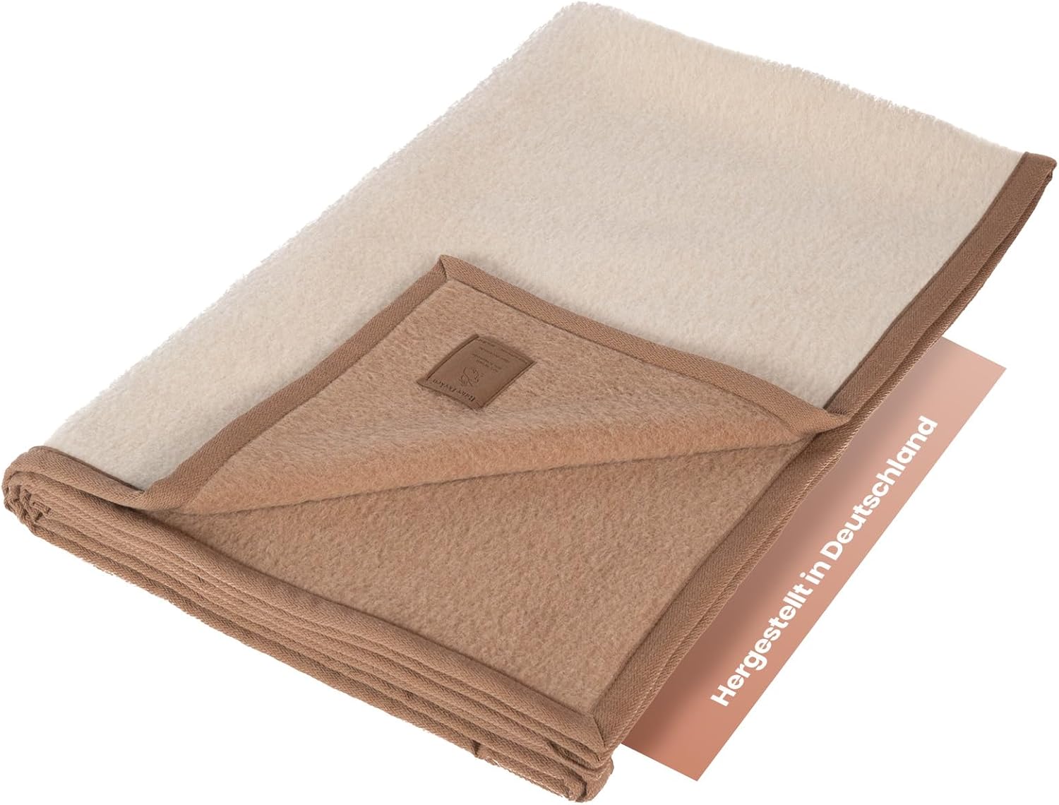 Ritter Decken Alpaka Decke „Arequipa weich, 150 x 200 cm, Creme Kamel (ungefärbt), aus 50% Alpaka und 50% Schurwolle (Natur). Wolldecke. Geeignet als Wohndecke, Kuscheldecke und Tagesdecke.