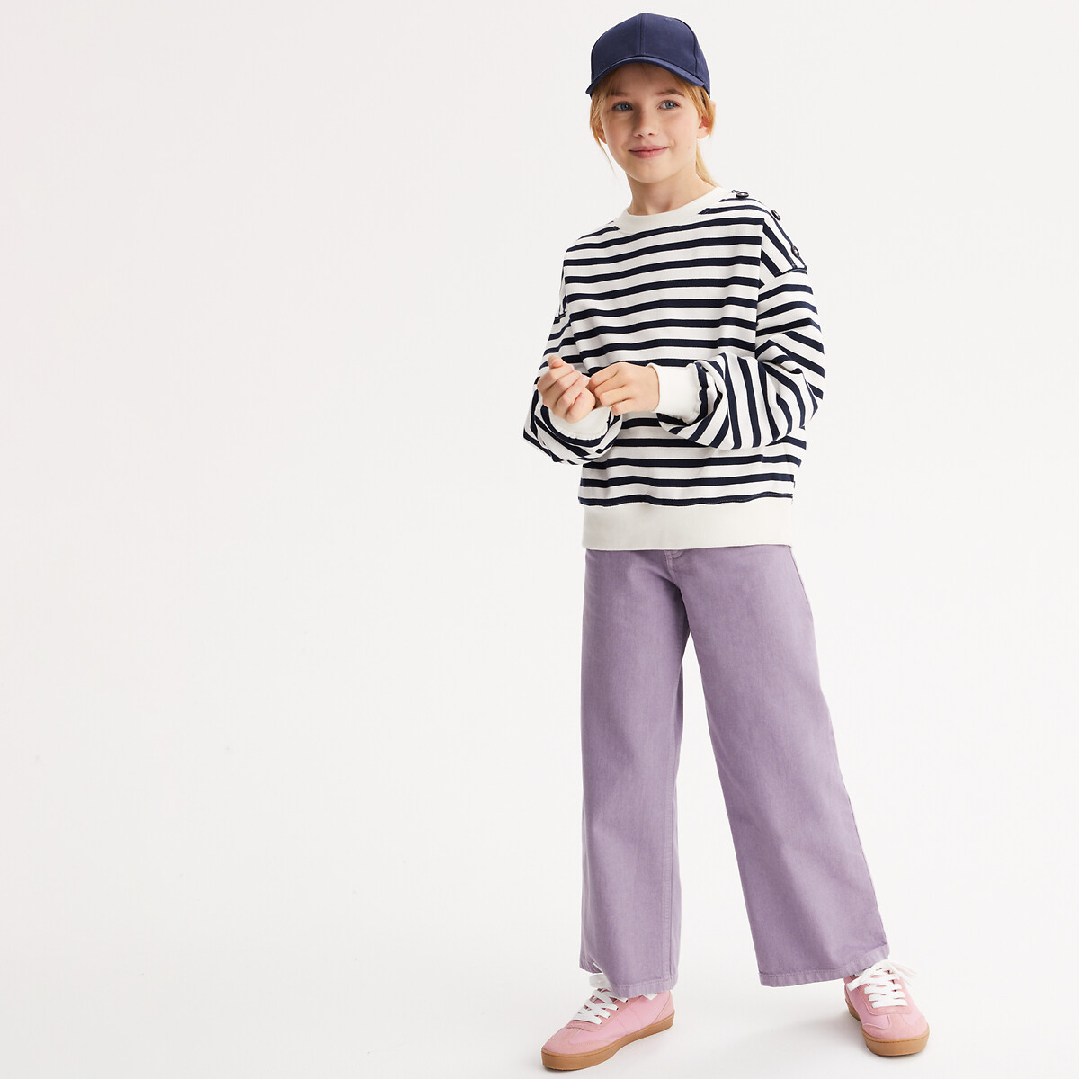 COLEÇÃO LA REDOUTE<br>Suéter listrado de gola redonda em fleece