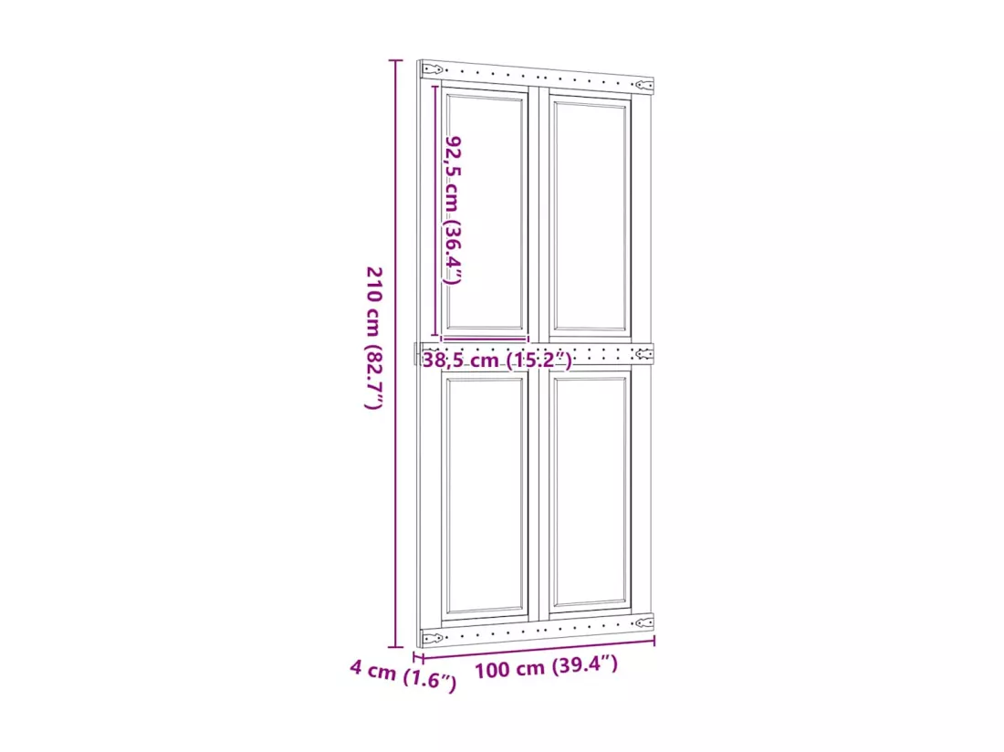 Porte de grange CORONA 100x210 cm bois massif de pin