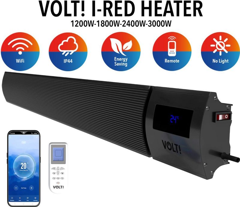 VOLT - I-Red - Infrarood Heater - 1200W - Terrasverwarmer - Wifi - IP44 - 96CM