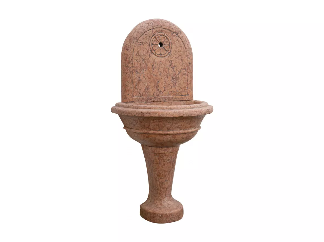 BISCOTTINI Fontaine - Marbre Rouge de Vérone - Décorative - Fontaine de Jardin - Extérieur - Fontaine Murale - Dosseret - Décoration Murale - Décoration de Jardin - 65x43x130cm