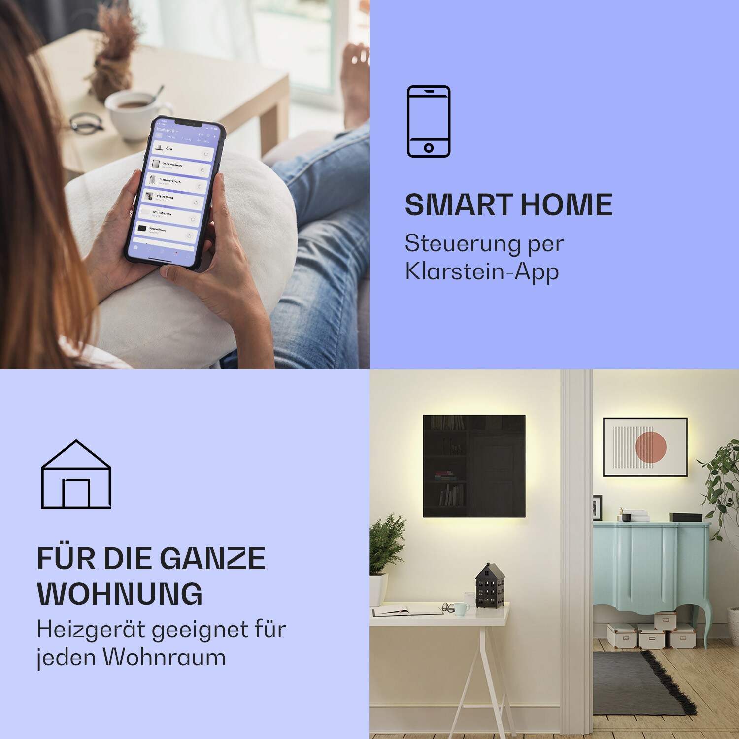 Mojave 500 smart 2-in-1 Heizgerät Infrarot Konvektor 60x60cm 500W RGB-Licht