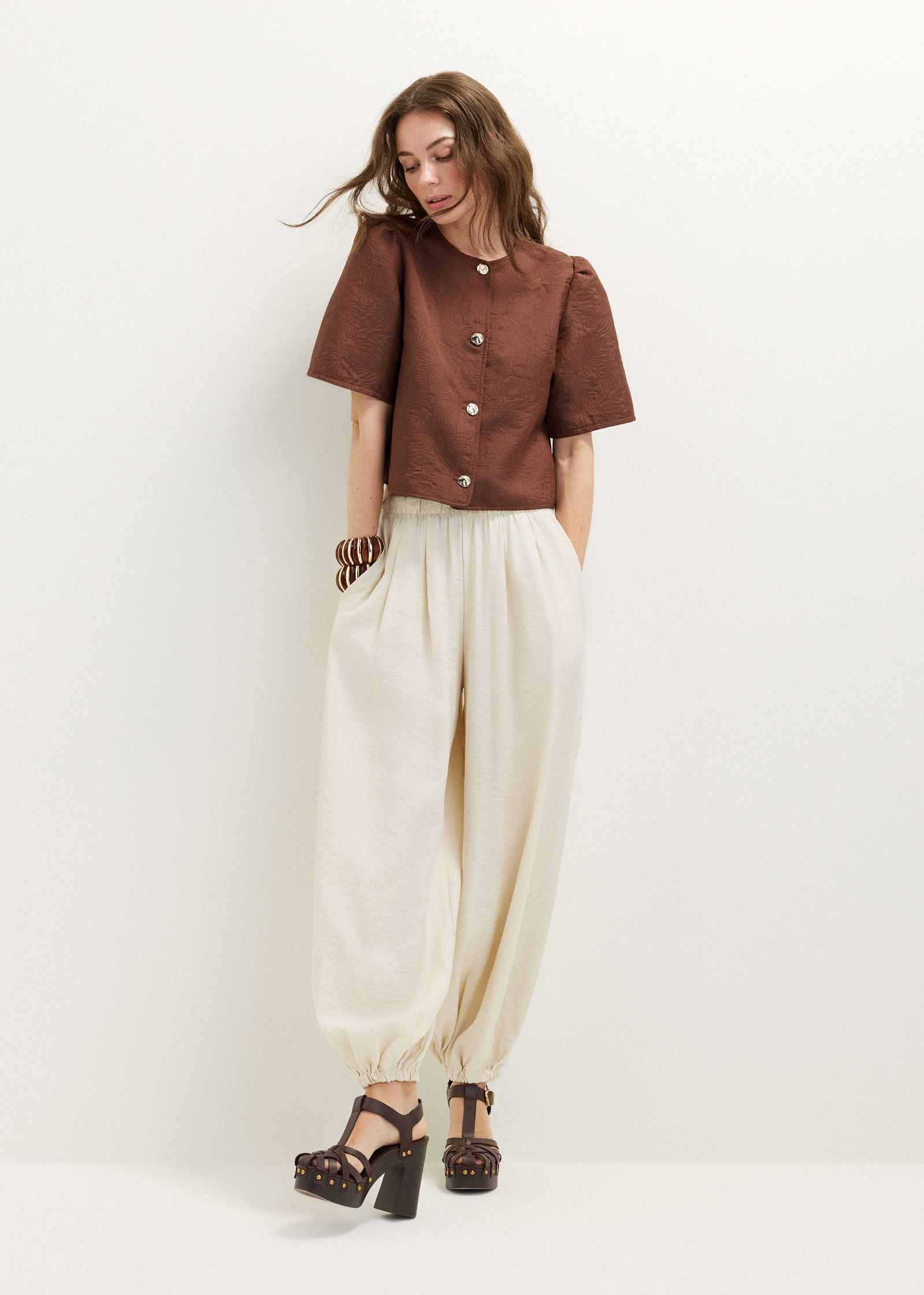 Blouse met jacquard details