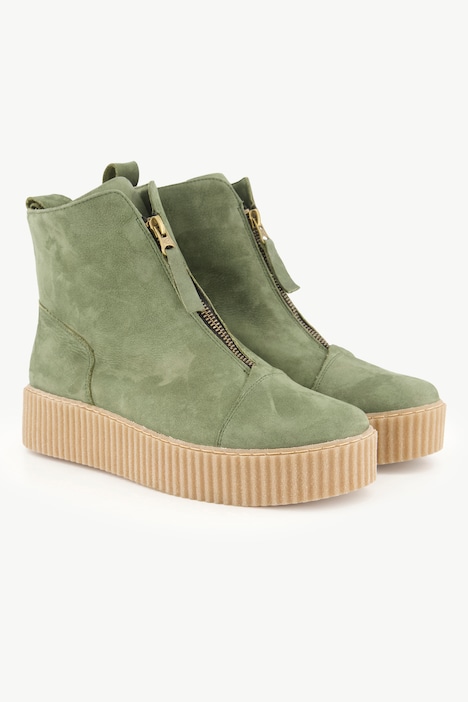 Leder-Boots, Wechselfußbett, Plateau-Absatz, Weite H